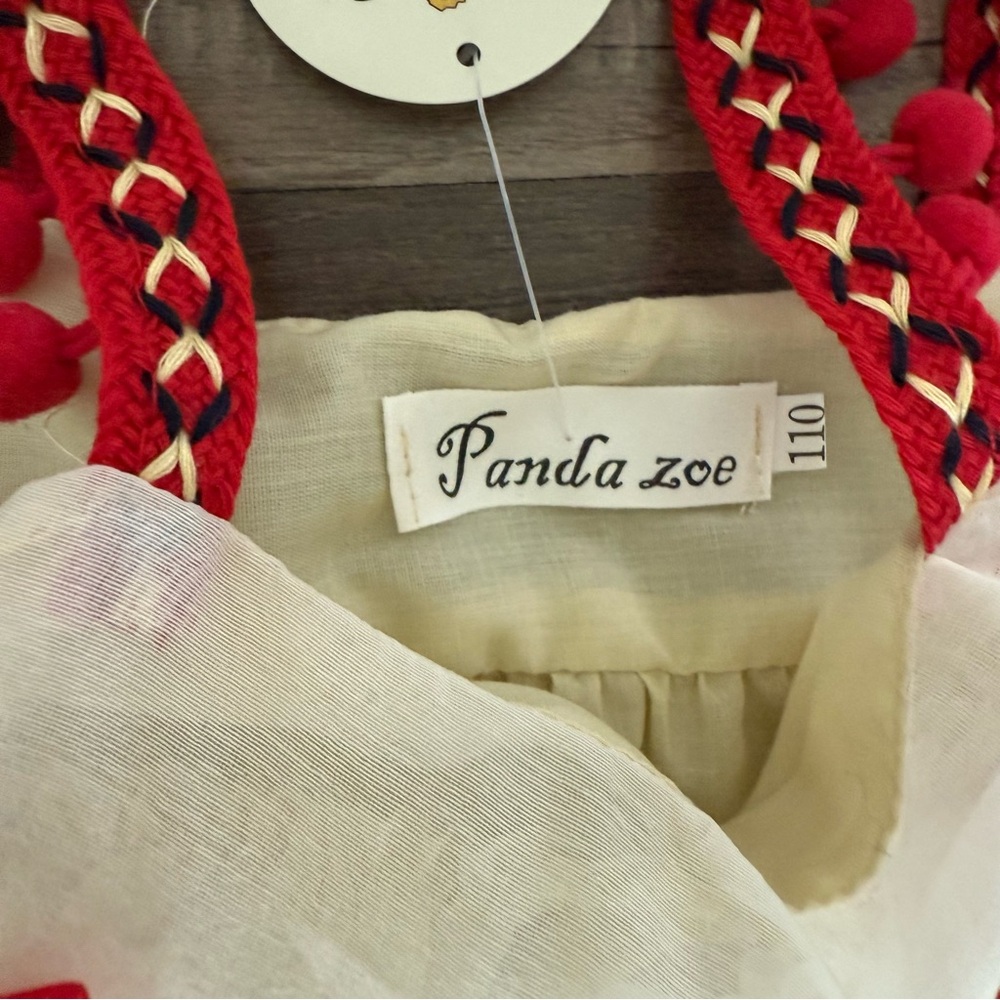 Adorable Cream and Red Kids Dress - Picture 9 of 11